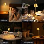 Yogaret 2 Pack Gold Rechargeable Table Lamps,Cordless Lamp with 6000mAh Battery ... - Image 3