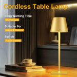 Yogaret 2 Pack Gold Rechargeable Table Lamps,Cordless Lamp with 6000mAh Battery ... - Image 6