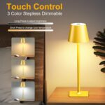 Yogaret 2 Pack Gold Rechargeable Table Lamps,Cordless Lamp with 6000mAh Battery ... - Image 7