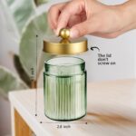 Amolliar Sage Green Apothecary Glass Jar With Metal Lid & Stickers, Bathroom Qti... - Image 3