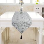 EHouseHome Jacquard Damask Reversible Silver Grey Table Runners with Tassels 13 ... - Image 6