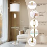 KIVDITZO Modern Floor Lamp for Living Room with Glass Tray and Night Light, Alab... - Image 3