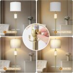 KIVDITZO Modern Floor Lamp for Living Room with Glass Tray and Night Light, Alab... - Image 4