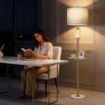 KIVDITZO Modern Floor Lamp for Living Room with Glass Tray and Night Light, Alab... - Image 5
