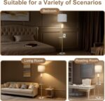KIVDITZO Modern Floor Lamp for Living Room with Glass Tray and Night Light, Alab... - Image 7