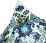 Handmade Wool Embroidered Cushion Cover, Blue Jean Floral Design, 16 x 16 inches... - Image 4