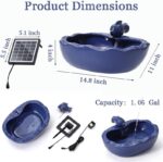 Solar Water Fountain, 11 inch Ceramic Koi Fountain, Blue Glazed Finish, Outdoor ... - Image 3