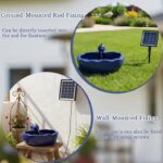 Solar Water Fountain, 11 inch Ceramic Koi Fountain, Blue Glazed Finish, Outdoor ... - Image 4