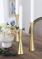 Vixdonos Brass Gold Taper Candlestick Holders Metal Candle Holders Set of 3 Tabl... - Image 6
