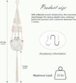 2 pcs Macrame Plant Hanger Indoor – Heavy Cotton Rope Supports Up to 20 lbs – De... - Image 3