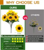 TURNMEON 28Pcs Sunflowers Artificial Flowers for Outdoors Summer Decor, 4 Pack F... - Image 3