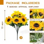 TURNMEON 28Pcs Sunflowers Artificial Flowers for Outdoors Summer Decor, 4 Pack F... - Image 4