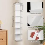 7 Tier Wall Shelf Unit - Narrow Smooth Laminate Finish - Vertical Column Wall De... - Image 4