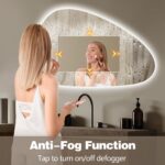 Niccy Irregular LED Bathroom Mirror, 30"x48" Asymmetrical Backlit Vanity Wall Mi... - Image 6