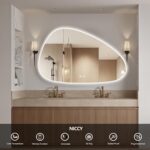 Niccy Irregular LED Bathroom Mirror, 30"x48" Asymmetrical Backlit Vanity Wall Mi... - Image 8