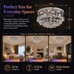 Luxury Flower Crystal Ceiling Light with Remote and APP Control, 24” Flush Mount... - Image 3