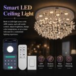 Luxury Flower Crystal Ceiling Light with Remote and APP Control, 24” Flush Mount... - Image 7