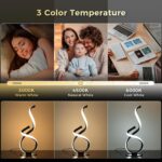 2 Pack Modern Touch Lamp for Nightstand, Spiral LED Table Lamp, Dimmable 3 Color... - Image 4