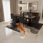 Orange and Black Marble Rug 2x3 Modern Abstract Whirlpool Luxury Rugs for Bedroo... - Image 4