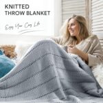 RECYCO Cable Knit Light Grey Throw Blanket Twin Size for Couch, Super Soft Warm ... - Image 3