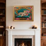 Framed Cheetah Lying on Ornate Sofa Wall Art Canvas Print Colorful Maximalist Le... - Image 5