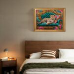 Framed Cheetah Lying on Ornate Sofa Wall Art Canvas Print Colorful Maximalist Le... - Image 8