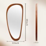 22‘’x48'' Asymmetrical Mirror with Wood Frame, Small Irregular Wall Odd Shaped M... - Image 7