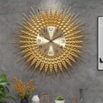 Modern Large Wall Clock Decorative Metal Mid Century Wall Clocks, Gold Big Silen... - Image 3