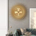 Modern Large Wall Clock Decorative Metal Mid Century Wall Clocks, Gold Big Silen... - Image 7