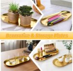 10PCS Stainless Steel Serving Tray Set 7 Inch Gold Decorative Tray Oval Storage ... - Image 8