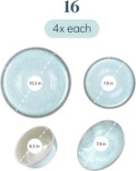 Stoneware dinnerware set 4 persons 16 pcs – Modern style plates and bowls set ce... - Image 4