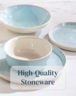 Stoneware dinnerware set 4 persons 16 pcs – Modern style plates and bowls set ce... - Image 5