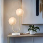 510 DESIGN Table Lamp for Bedroom - Metal Gold Nightstand Lamp, Frosted Glass Gl... - Image 8