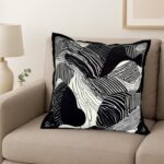 Luxury Black and White Velvet Throw Pillow Cover – 18x18 Inch, Soft Abstract Dec... - Image 4