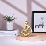 Gold Reading Women Statue, Thinker Sculptures, Abstract Art Ornament, Modern Aes... - Image 4