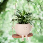 Cute Smiley Face Hanging Planter Pot - Adorable Indoor/Outdoor Flower Plant Hold... - Image 5