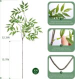 Fake Plants 32.3In Faux Bamboo Leaves Stems Artificial Greenery Stems Artificial... - Image 3