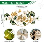 Big Wall Clock, Unique Ginkgo Leaf Decorative Wall Clocks, Luxury Metal Gold Flo... - Image 3