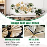 Big Wall Clock, Unique Ginkgo Leaf Decorative Wall Clocks, Luxury Metal Gold Flo... - Image 6