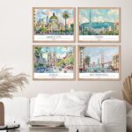 Dazoratix Travel City Wall Art - 9 Pcs Vintage Cityscape Prints Decor Poster Fam... - Image 5
