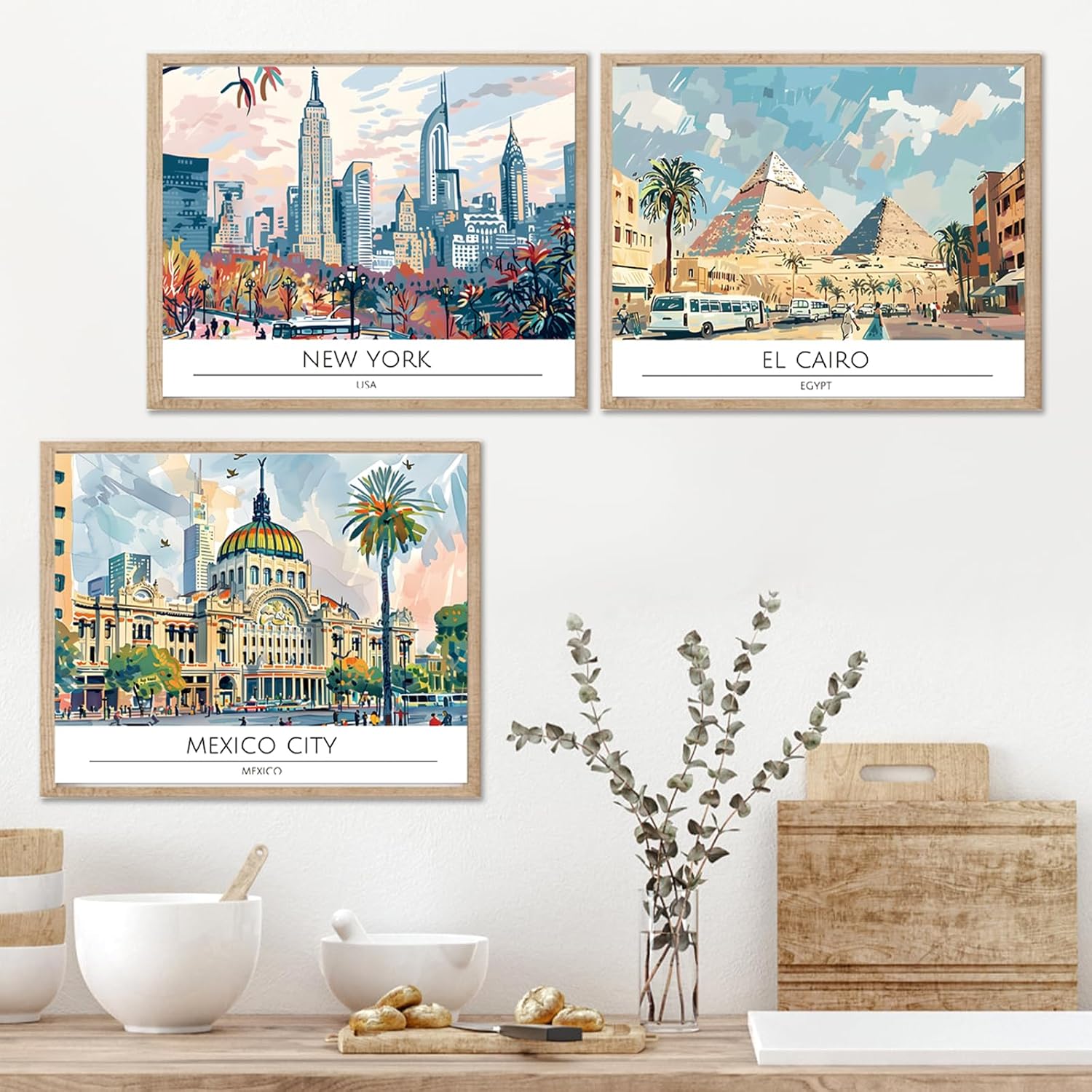 Dazoratix Travel City Wall Art - 9 Pcs Vintage Cityscape Prints Decor Poster Fam... - Image 5