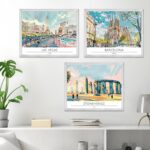 Dazoratix Travel City Wall Art - 9 Pcs Vintage Cityscape Prints Decor Poster Fam... - Image 6