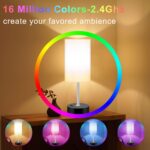 Bedroom Lamp with Smart RGB LED Bulb, Multicolor Changing Table Lamp for Bedroom... - Image 3