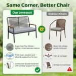 LIFERUN 2-Seat Patio Bench, Wide Outdoor Rattan Love Seat Bench with 3.15in Thic... - Image 4