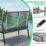LIFERUN 2-Seat Patio Bench, Wide Outdoor Rattan Love Seat Bench with 3.15in Thic... - Image 7