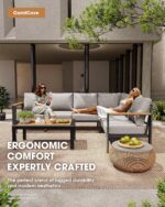 Aluminum Outdoor Patio Furniture Set 6 Seats, Outdoor Sectional Corner Sofa with... - Image 3