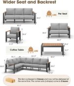 Aluminum Outdoor Patio Furniture Set 6 Seats, Outdoor Sectional Corner Sofa with... - Image 4