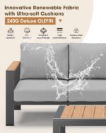 Aluminum Outdoor Patio Furniture Set 6 Seats, Outdoor Sectional Corner Sofa with... - Image 5