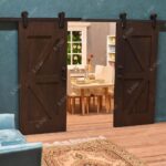 iLAND 1/12 Scale Accessories of Dollhouse Door Miniature Wooden Barn Doors w/Sli... - Image 4