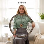 Micasso Large Farmhouse Wall Clock: 24 inch Modern Metal Black with Solid Wood F... - Image 3